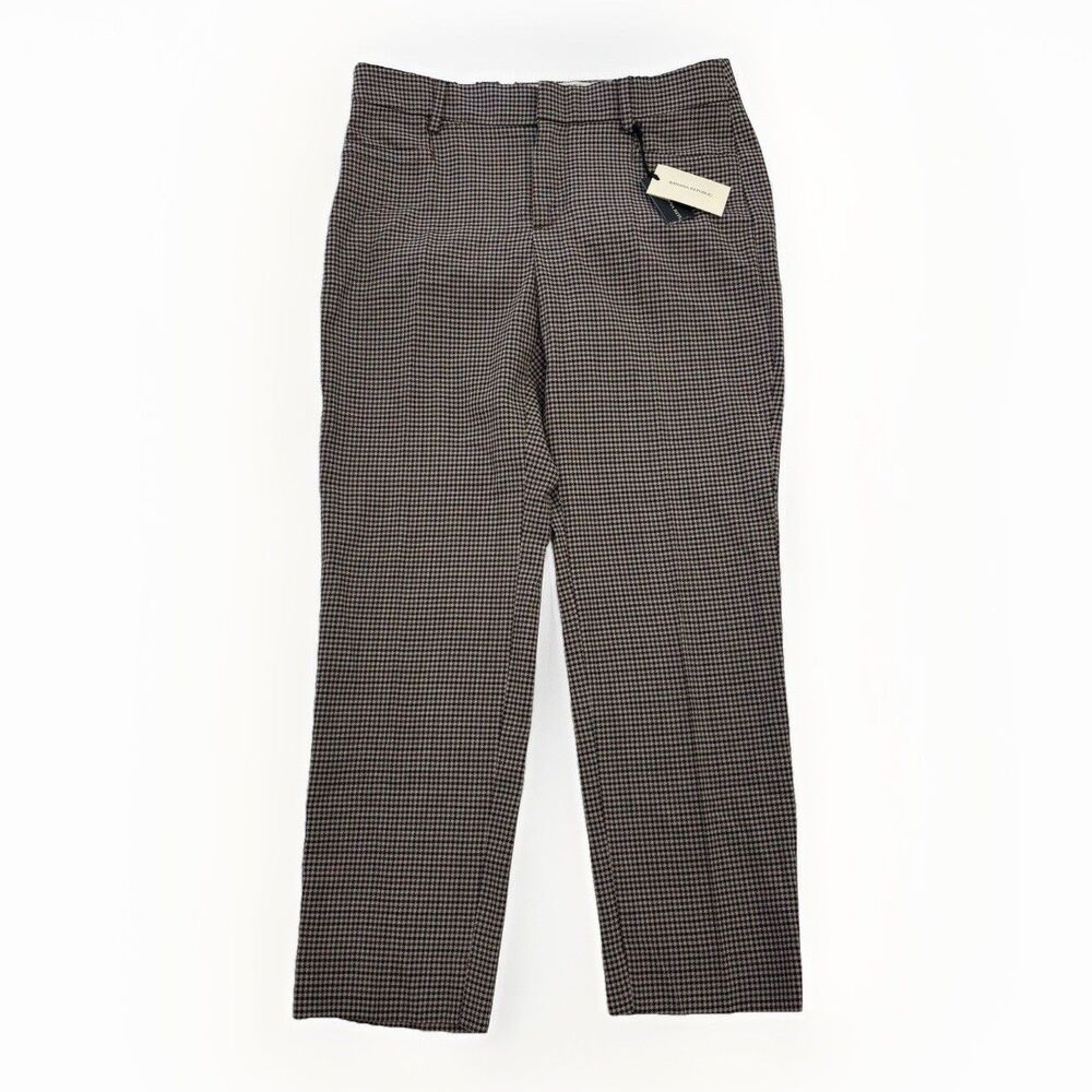 Banana Republic Pants Womens Size 2 Petite Slim Straight Ankle Wool Houndstooth